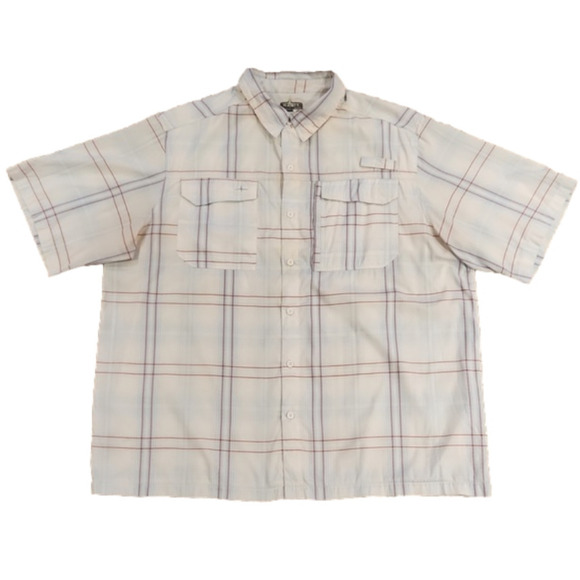 Habit Red White & Blue Plaid SPF 40+ Button-Up Shirt - Picture 1 of 11